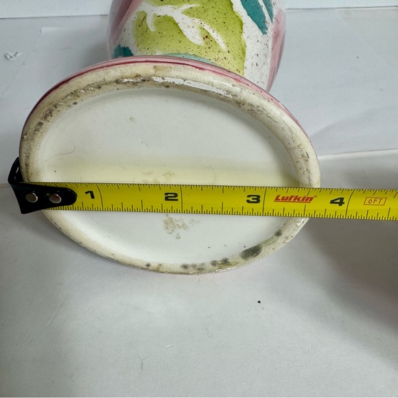 Vintage tall floral painted vase. Approx 11.5”H and 3.5” diameter across bottom. - Picture 11 of 13